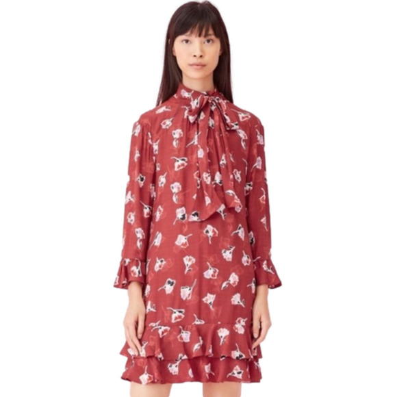 Rebecca Taylor Paintbrush Floral Silk Blend Lined Dress, Size 0 - Picture 1 of 14